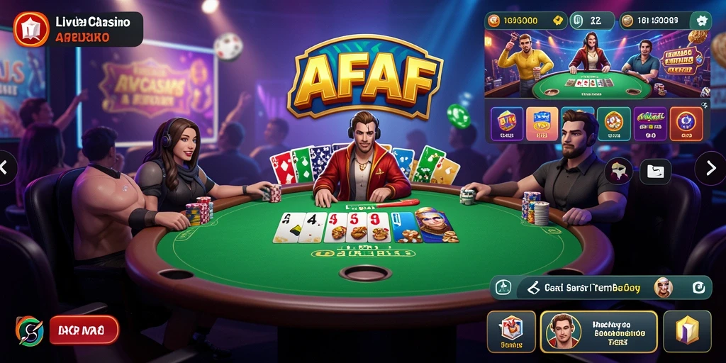 Tampilan permainan AFAF yang menarik dengan dealer langsung dan pengalaman bermain yang seru.