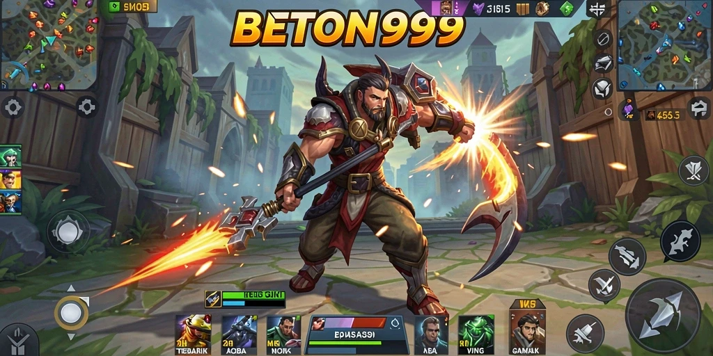 Tampilan gameplay seru di BETON999 dengan pertarungan intens.