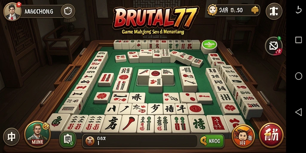 Tampilan menawan dari gameplay Mahjong di BRUTAL77.