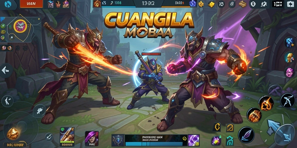 Screenshot CUANGILA menunjukkan aksi pertarungan seru di arena MOBA.