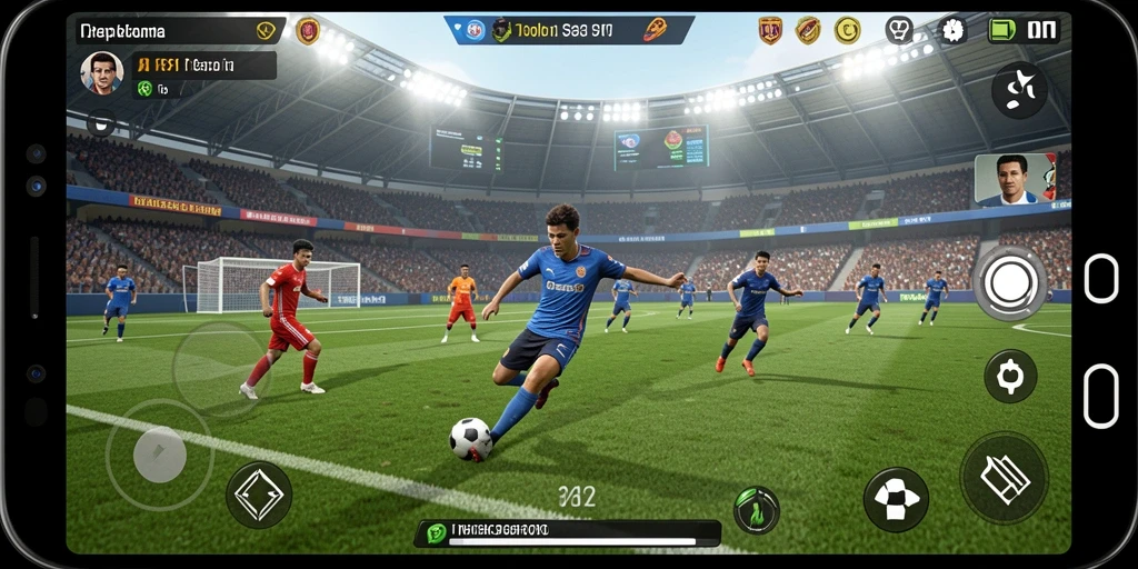 Tampilan gameplay D06 dengan aksi sepak bola yang mendebarkan.
