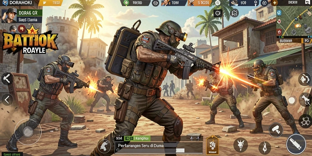 Gameplay seru DORAHOKI dalam pertempuran Battle Royale.