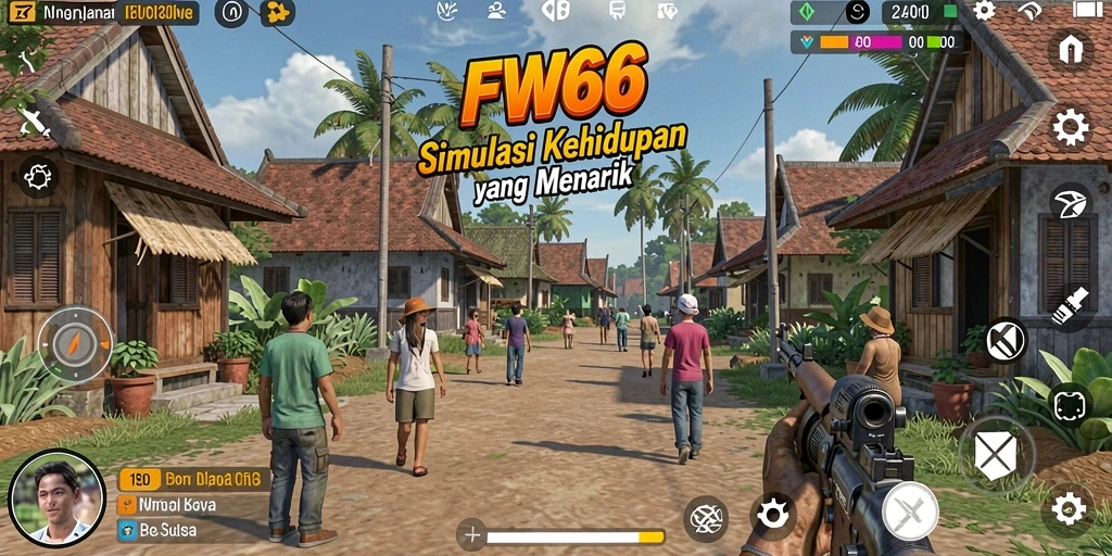 Tangkapan layar dari gameplay <strong>FW66</strong> yang menunjukkan interaksi karakter.