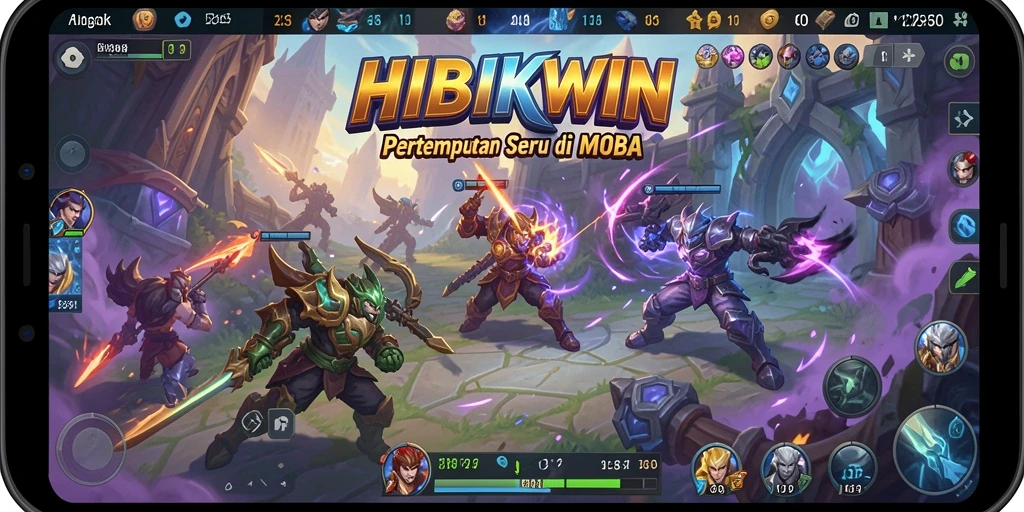Gameplay seru HIBIKWIN menampilkan aksi tim yang dinamis.