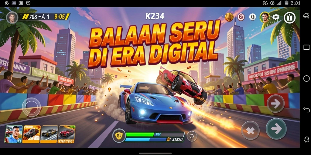 Screenshot gameplay K234 menampilkan aksi balapan seru dan menarik.