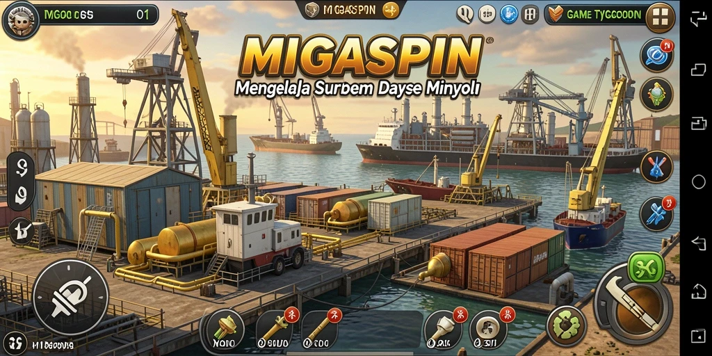 Tampilan gameplay menarik dari MIGASPIN saat mengelola sumber daya minyak.
