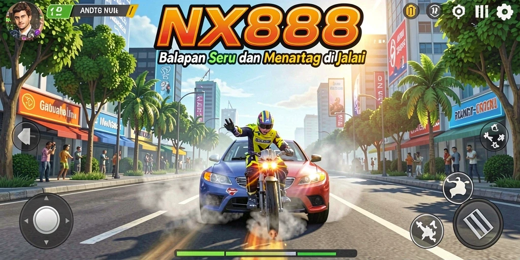 Tampilan menarik dari gameplay balapan di NX888.
