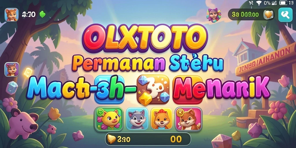 Tampilan gameplay OLXTOTO dengan elemen Match-3 yang penuh warna.