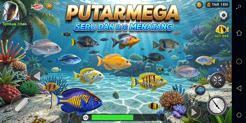 Tampilan menarik dari gameplay PUTARMEGA yang penuh aksi Tembak Ikan.