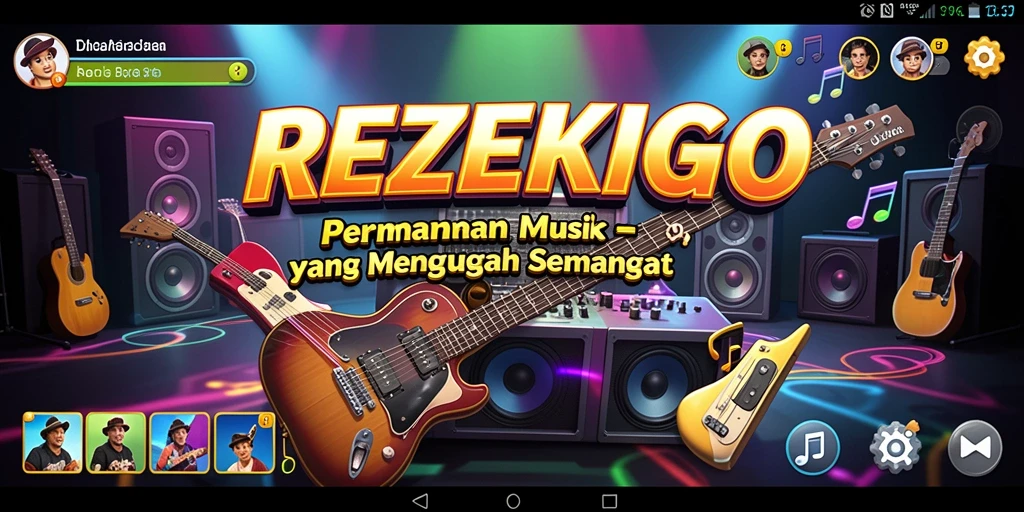 Screenshot menunjukkan gameplay seru di REZEKIGO dengan lagu-lagu menarik.