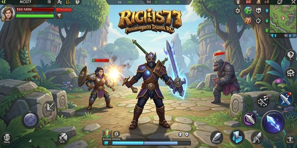 Tampilan gameplay menarik dengan karakter RPG yang beragam.