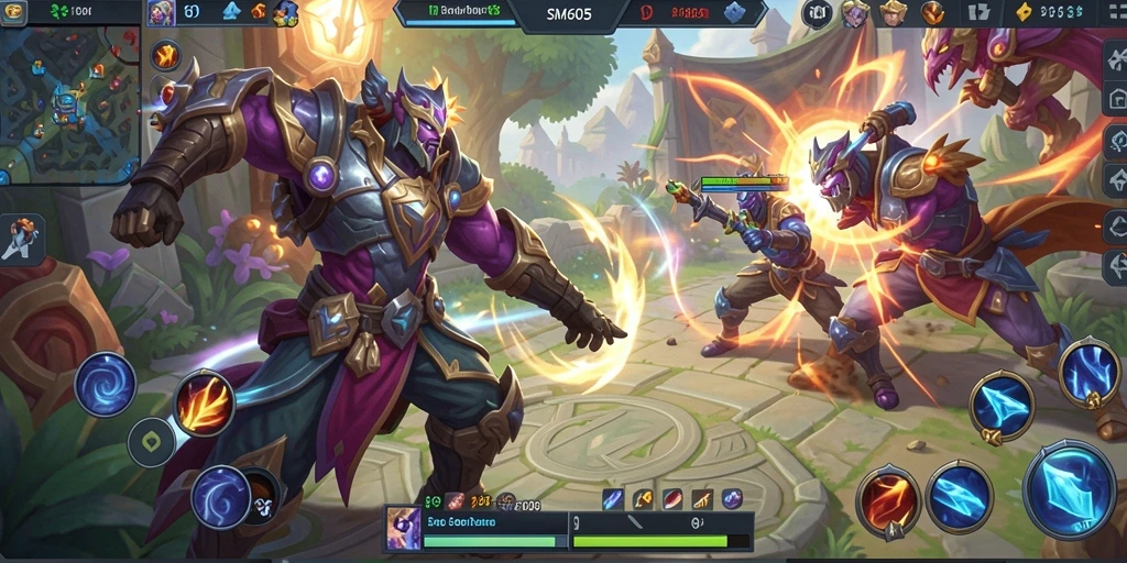 Screenshot SM605 menampilkan aksi seru dalam pertarungan MOBA.