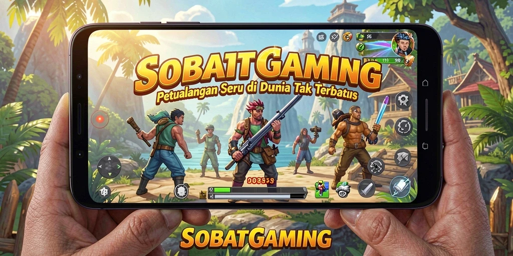 Screenshot menunjukkan pemain menjelajahi dunia penuh warna dan tantangan.