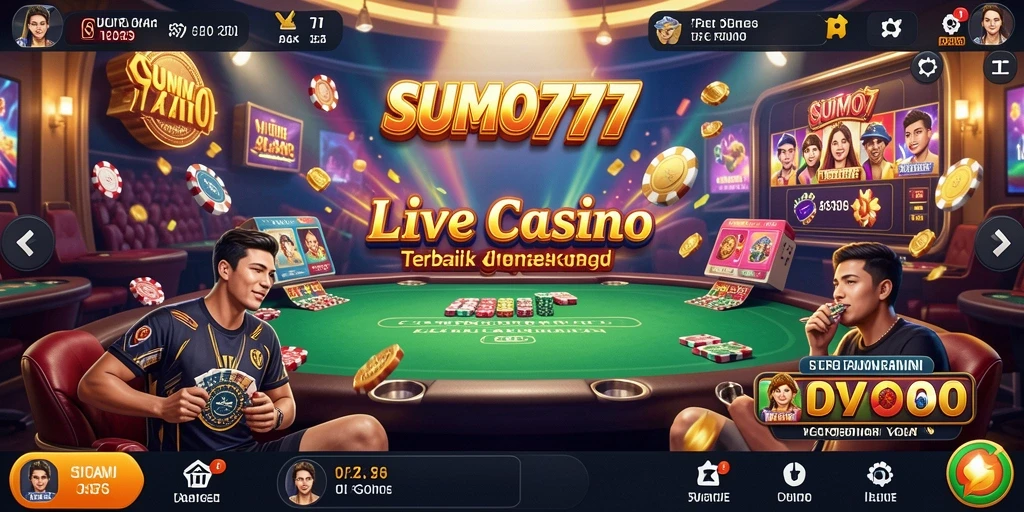 Screenshot gameplay Live Casino SUMO777 menampilkan dealer profesional dan suasana permainan yang interaktif.