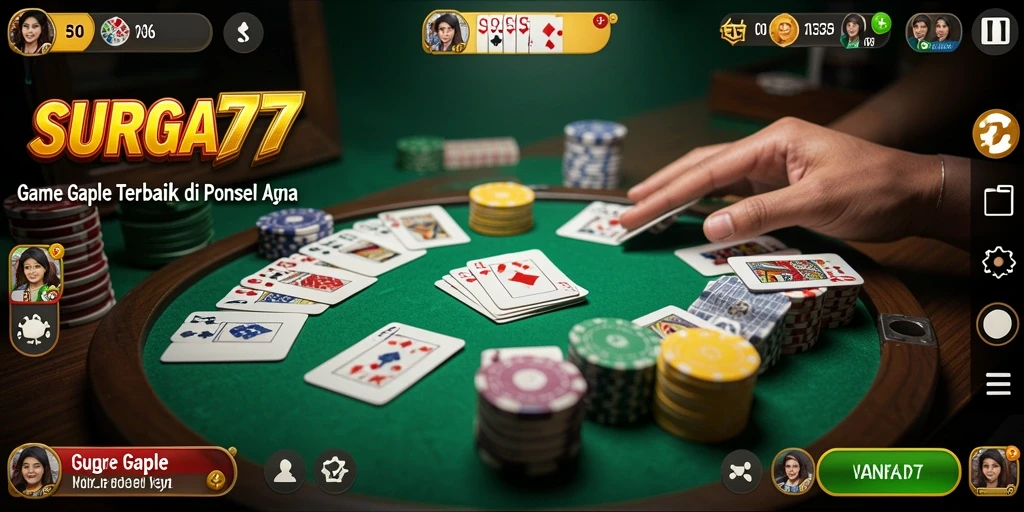 Tampilan gameplay Gaple yang seru dan interaktif di SURGA77.