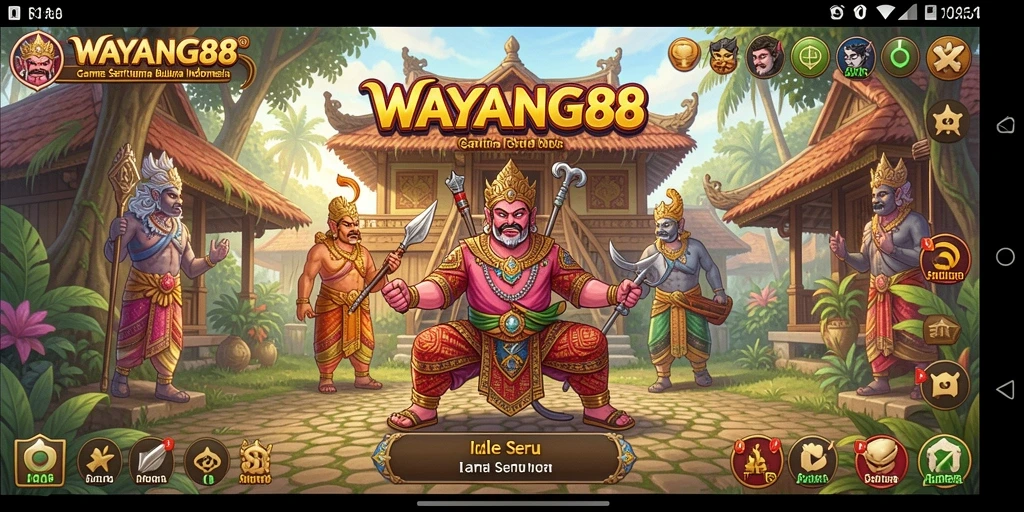 Tampilan gameplay seru WAYANG88 dengan karakter wayang ikonik.