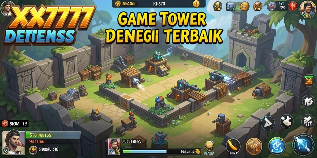 Screenshot utama XXX777 menampilkan aksi menawan dalam gameplay Tower Defense.